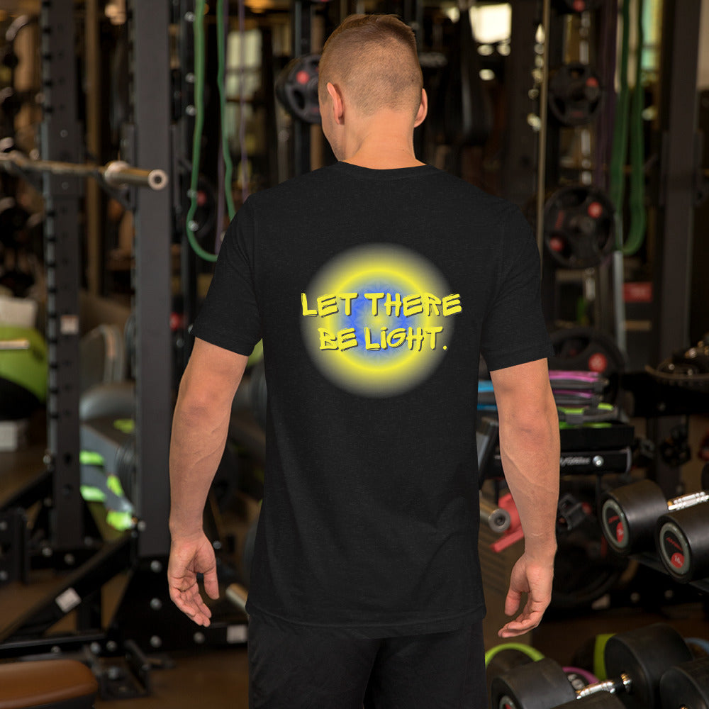 Light Riders Unisex t-shirt with "Let There Be Light" Slogan on back of shirt