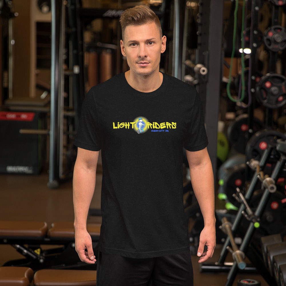 Light Riders Unisex t-shirt with "Let There Be Light" Slogan on back of shirt