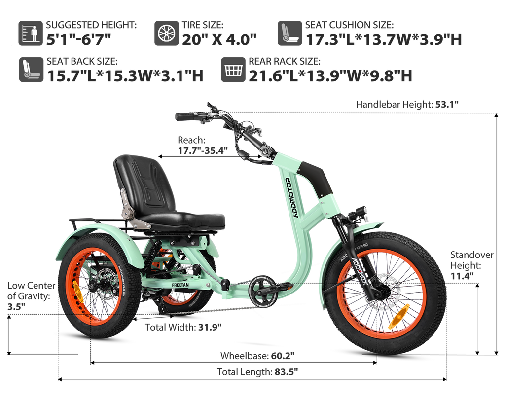 Freetan M-368X Full-Suspension Semi-Recumbent eTrike